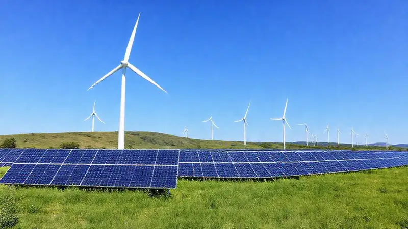 Energía sostenible con paneles solares y viento