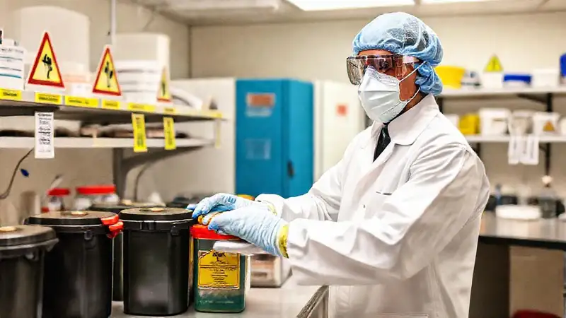 Técnico de laboratorio con equipo de seguridad