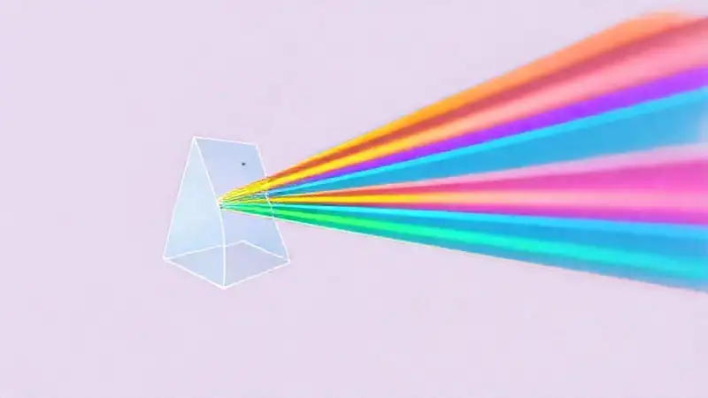 Ondas de luz se refractan en prisma