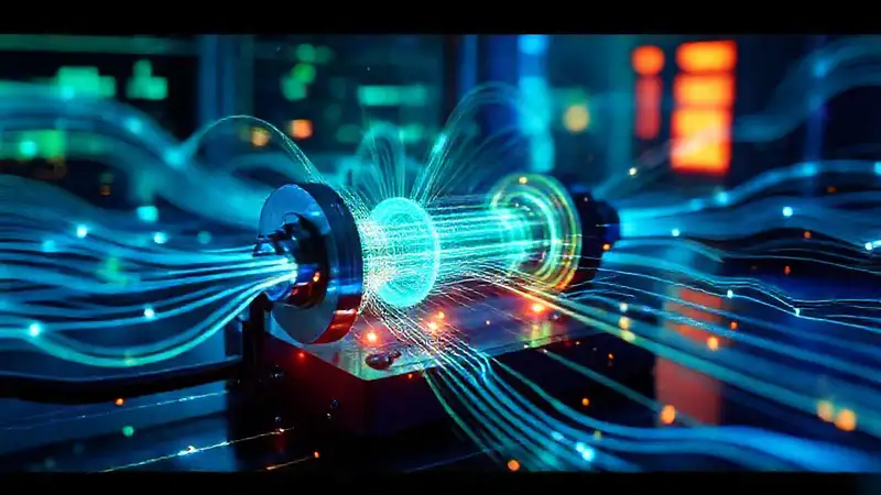 Líneas de campo magnético en tecnología futurista