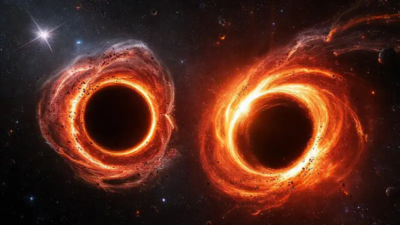 Fusión de dos agujeros negros en espacio