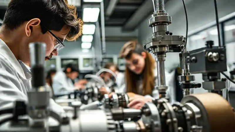 Estudiantes usan herramientas en laboratorio escolar