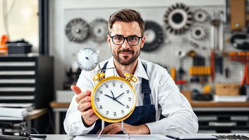 Ingeniero concentrado en su taller profesional