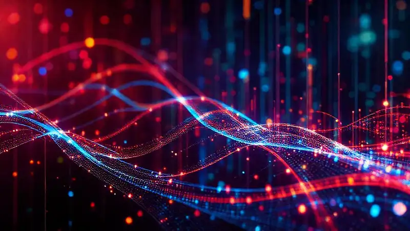 Red de cables y datos digitales futurista