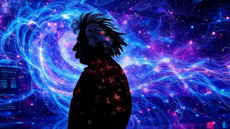 Silhouette de Einstein con ecuaciones en hologramas