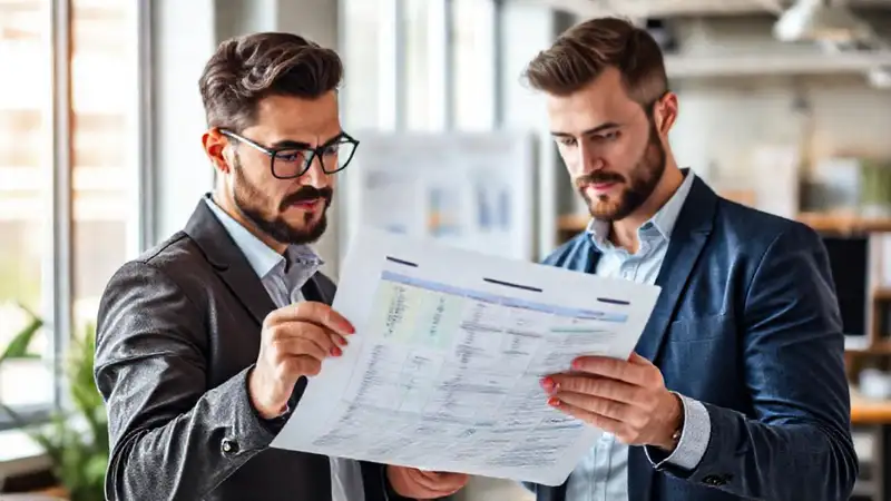 Gerente revisa informes en oficina moderna