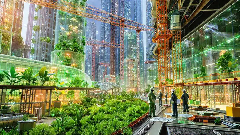 Ingeniería sostenible e innovadora en construcción futurista