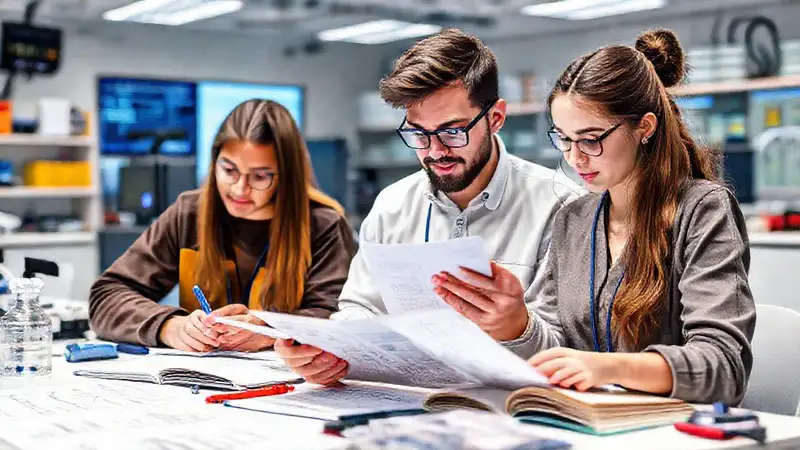 Estudiantes estudiando con tecnología y motivación