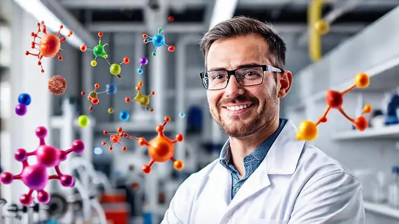 Ingeniero químico en laboratorio innovador y brillante