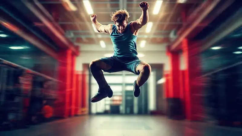 Persona atlética saltando, ambiente energético y motivador