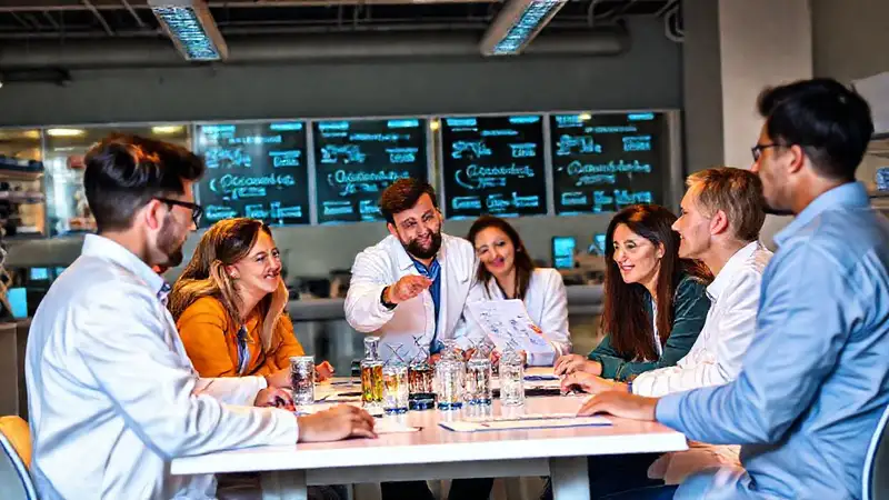 Equipo de ingenieros colaborando en laboratorio moderno