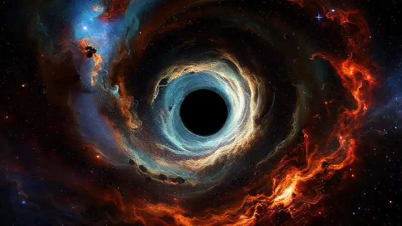 Silueta de agujero negro en espacio cósmico