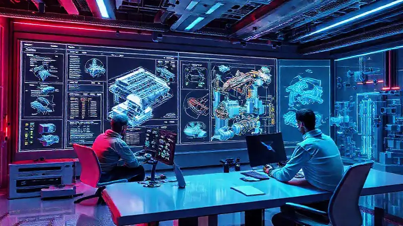 Interfaz moderna para ingeniería mecánica futurista