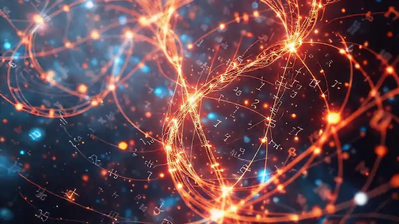 Ecuaciones futuristas en un fondo cósmico brillante