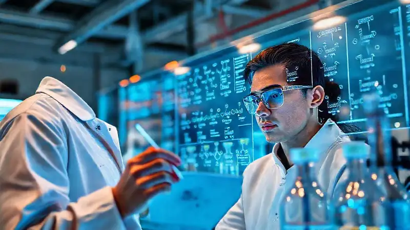 Estudiante de ingeniería trabajando con fórmulas químicas