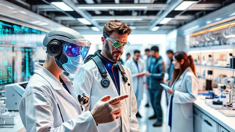 Ingenieros médicos futuristas en laboratorio avanzado