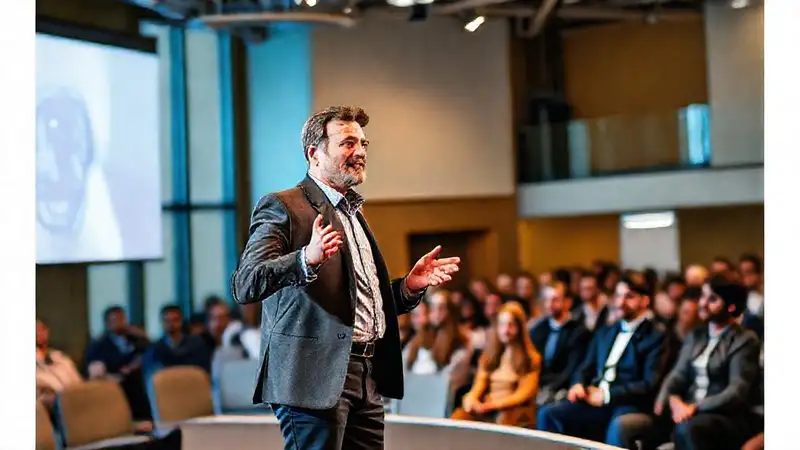 Ingeniero confiado motiva audiencia en conferencia