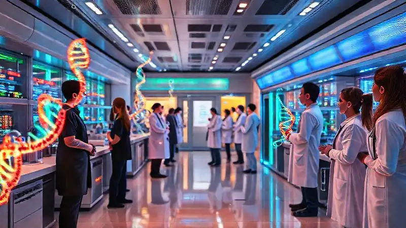 Laboratorio futurista con tecnología genética innovadora