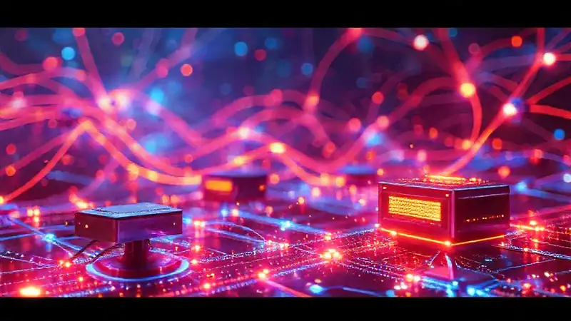 Red de comunicación cuántica futurista y brillante