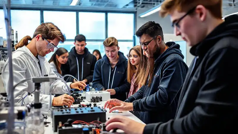 Estudiantes de ingeniería en laboratorio de innovación