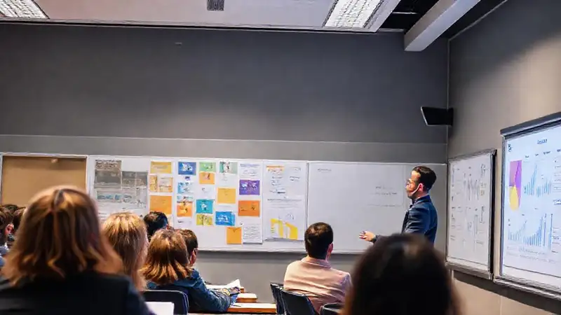 Presentación académica con visuales y confianza