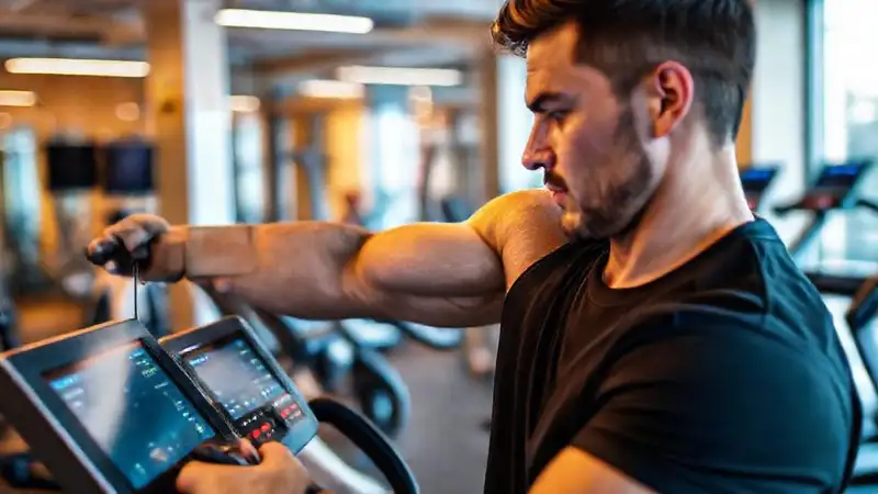 Técnico mide fuerza muscular con tecnología moderna