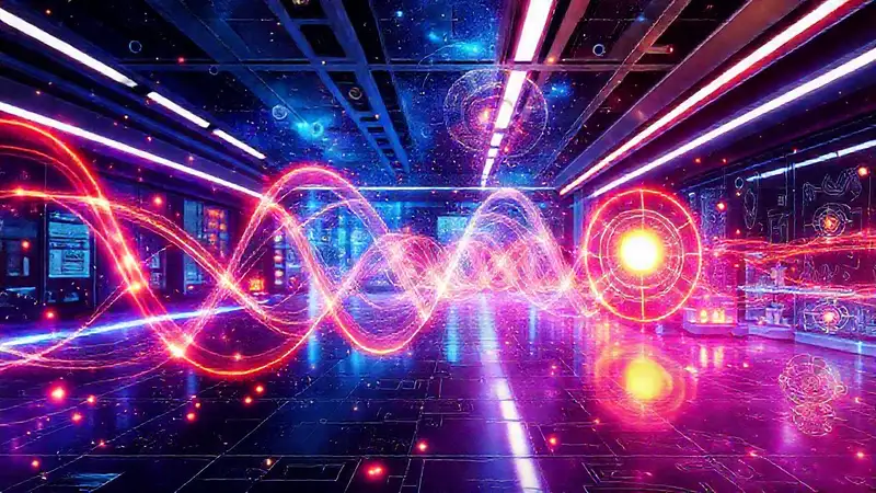 Arte digital futurista de física cuántica